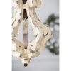 Farmhouse Chandeliar, Distressed White Pendant French Country Wood Chandelier for Living Room Foyer, Bulb Not Included