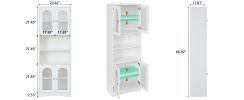 67" Tall Bathroom Storage Cabinet with Doors and Shelves, Towel Cabinet for Bathroom Freestanding, Linen Cabinet for Bathroom Storage 6 Tier, White Ki