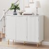 Storage cabinet Wave pattern three door buffets & sideboards for living room, dining room, bedroom , hall, white, 39.4''w x 15.8''d x 33.5''h.