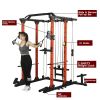 Power cage with LAT PullDown and Weight Storage Rack Optional Weight Bench, 1400 lb Capacity Power Rack for Home and Garage Gyms, Multiple Accessory S