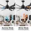 72'' Indoor Smart Black Ceiling Fan with LED light and App Remote Control