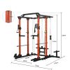 Power cage with LAT PullDown and Weight Storage Rack Optional Weight Bench, 1400 lb Capacity Power Rack for Home and Garage Gyms, Multiple Accessory S