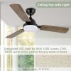 Simple Deluxe 44-inch Ceiling Fan with LED Light and Remote Control, 6-Speed Modes, 2 Rotating Modes , Timer