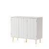 Storage cabinet Wave pattern three door buffets & sideboards for living room, dining room, bedroom , hall, white, 39.4''w x 15.8''d x 33.5''h.