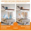 42 inch Black Wood Ceiling Fans with Lights and Remote, Modern Flush Mount Low Profile Ceiling Fan with Light, 6 Speed, Reversible DC Motor, for Bedro