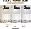 23 Inch Bedroom Ceiling Fan With 3 Color Dimmable 3 ABS Blades Remote Control DC Motor Black With 18W Led Light