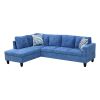 Blue Linen 3-Piece Living Room Sofa Set A