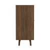 Bohemian Bar Cabinet, Natural Rattan Doors, Removable Wine Rack in Walnut