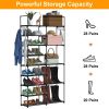 9 Tiers Plus 5 Tiers Shoe Rack Metal Shoe Storage Shelf Free Standing Large Shoe Stand 28+ Pairs Shoe Tower Unit Tall Shoe Organizer with Side Hooks f