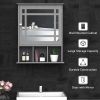 kleankin Bathroom Medicine Cabinet with Mirror, Wall Mounted Mirror Cabinet with Door and Storage Shelves, Gray