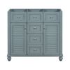 36" Bathroom Vanity Cabinet without Sink, Free Standing Vanity Set with 2 Drawers& Soft Closing Doors, Solid Wood Frame Bathroom Cabinet, Blue (NOT IN