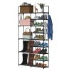 9 Tiers Plus 5 Tiers Shoe Rack Metal Shoe Storage Shelf Free Standing Large Shoe Stand 28+ Pairs Shoe Tower Unit Tall Shoe Organizer with Side Hooks f