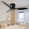 52" Flush Mount Ceiling Fan without light, 3 Reversible Blades, with 6 Speeds Reversible DC Motor,Low Profile Ceiling Fan with no light for Living Roo