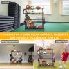 Sports Equipment Organizer, Sports Gear Basketball Storage with Baskets and Hooks,Ball Storage Rack, Garage Ball Storage, Sports Gear Storage,Rolling