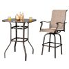 2pcs Wrought Iron Swivel Bar Chair Patio Swivel Bar Stools Brown