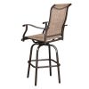 2pcs Wrought Iron Swivel Bar Chair Patio Swivel Bar Stools Brown