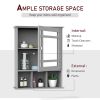 kleankin Bathroom Medicine Cabinet with Mirror, Wall Mounted Mirror Cabinet with Door and Storage Shelves, Gray