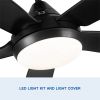 56 In Intergrated LED Ceiling Fan Lighting with Black ABS Blade