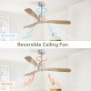 52 Inch Outdoor Farmhouse Ceiling Fan with Remote Carved Wood Fan Blade Reversible Motor