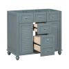 36" Bathroom Vanity Cabinet without Sink, Free Standing Vanity Set with 2 Drawers& Soft Closing Doors, Solid Wood Frame Bathroom Cabinet, Blue (NOT IN