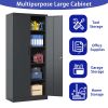 72"H Metal Garage Storage Cabinet, Black Tool Steel Locking Cabinet with Doors and 4 Shelves, Tall Cabinets for Garage Storage Systems Lockable File C