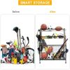 Sports Equipment Organizer, Sports Gear Basketball Storage with Baskets and Hooks,Ball Storage Rack, Garage Ball Storage, Sports Gear Storage,Rolling