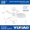 28 In Intergrated LED Ceiling Fan Lighting with White ABS Blade