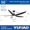 56 In Intergrated LED Ceiling Fan Lighting with Black ABS Blade