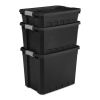 19 Gallon Stacker Tote Plastic, Black, Set of 6