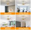 52'' Modern Ceiling Fans with Remote,Wood Ceiling Fan with Lights,LED Ceiling Fan Light with 5 Blade,3 Speed AC Motor Indoor Ceiling Fan for Patio,Liv