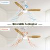 52 Inch Ceiling Fan Light With 6 Speed Remote Reversible Energy-saving DC Motor Remote Control for Bedroom