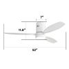 52 Inch Indoor Outdoor Ceiling Fan Solid Wood Fan Blade Noiseless Reversible Motor Remote Control With Light