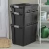 19 Gallon Stacker Tote Plastic, Black, Set of 6