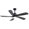 52 Inch Ceiling Fan With Dimmable LED Light 5 Solid Wood Blades Smart Remote Control Reversible DC Motor Ceiling Fan Black for Home