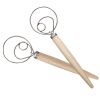 1pc Stainless Steel Dough Whisk With Wooden Handle - Bread Making Tool For Kitchen; Ideal For Homemade Pizza; Bread Dough And Pastry; Rust-Resistant A