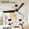 52 Inch Ceiling Fans with Lights Flush Mount, Modern Ceiling Fan with Light and Remote Control - 3 Blades Indoor Outdoor Ceiling Fan Low Profile for P