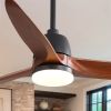 56 Inch Ceiling Fan Light With 6 Speed Remote Energy-saving DC Motor Matte Black