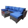 Outdoor Garden Patio Furniture 7-Piece PE Rattan Wicker Cushioned Sofa Sets and Coffee Table, patio furniture set;outdoor couch;outdoor couch patio fu