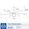 66" Vintage Ceiling Fan Lighting with Brown Blades in Integrated LED