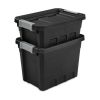 7.5 Gallon Stacker Tote Plastic, Black, Storage,Set of 6