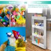 4 Tiers Slim Storage Cart Mobile Rolling Shelf Unit Narrow Space Shelf for Kitchen Bathroom Pantry Laundry Garage Office