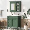 30'' Bathroom Vanity with Top Sink, Modern Bathroom Storage Cabinet with 2 Drawers and a Tip-out Drawer, Freestanding Vanity Set with Mirror Cabinet,