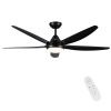 56 In Intergrated LED Ceiling Fan Lighting with Black ABS Blade