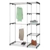 Double Rod Closet System; Metal with Resin Connectors; Silver and Black