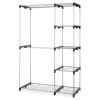 Double Rod Closet System; Metal with Resin Connectors; Silver and Black