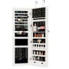 Mirror Jewelry Cabinet, 47.2 Inch Large Capacity Lockable Jewelry Armoire Organizer, Wall or Door Mounted Mirror with Jewelry Storage-White