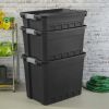 19 Gallon Stacker Tote Plastic, Black, Set of 6