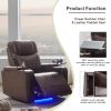 Power Motion Recliner with USB Charging Port and Hidden Arm Storage 2 Convenient Cup Holders Design and 360¬∞ Swivel Tray Table,Brown (old sku: SG0006