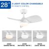 28 In Intergrated LED Ceiling Fan Lighting with White ABS Blade