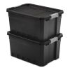 19 Gallon Stacker Tote Plastic, Black, Set of 6